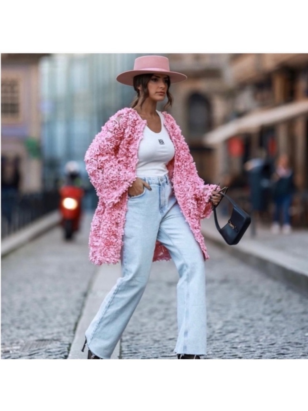 Like New ZARA Pink Floral Textured Coat - Small